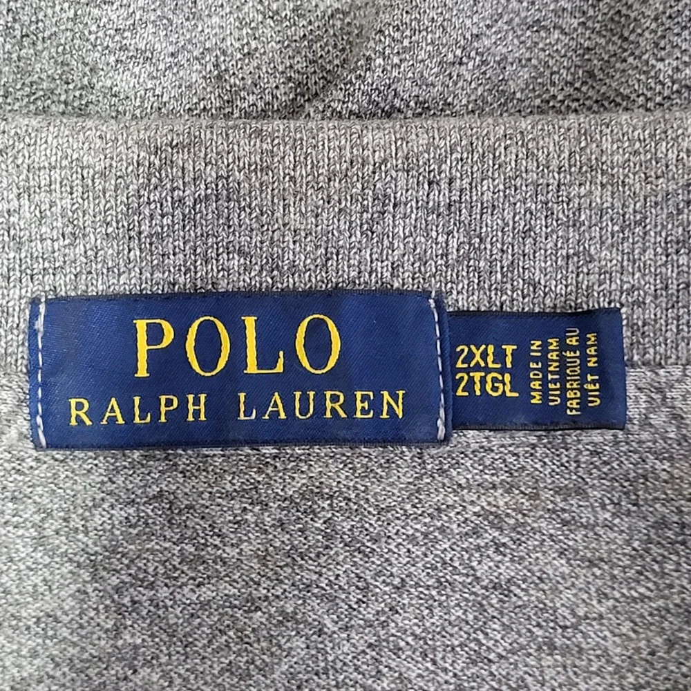 Polo Ralph Lauren Polo Shirt Mens 2XLT Grey Short Sleeve Cotton Pique Pony Logo